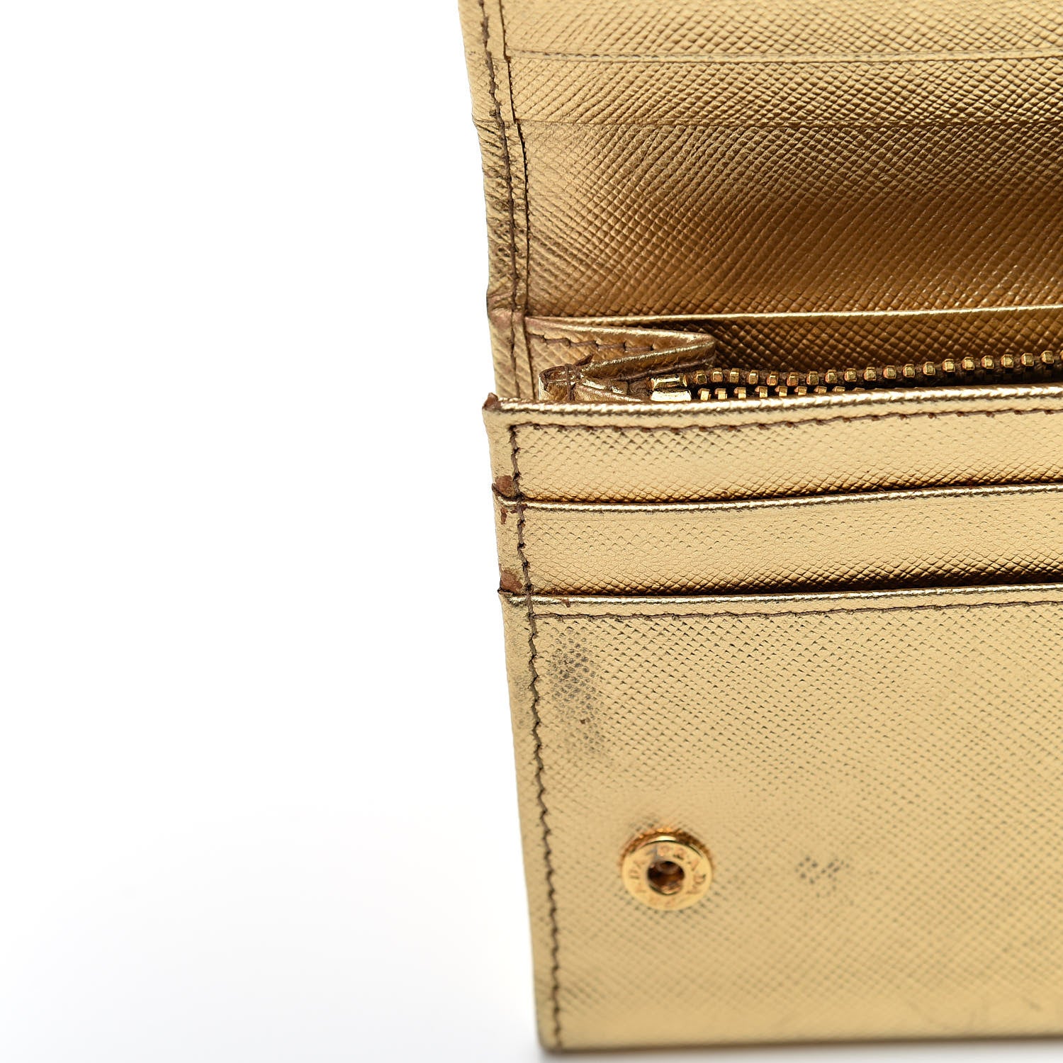 Prada Metallic Saffiano Metal Continental Flap Wallet Platino 9 of 13