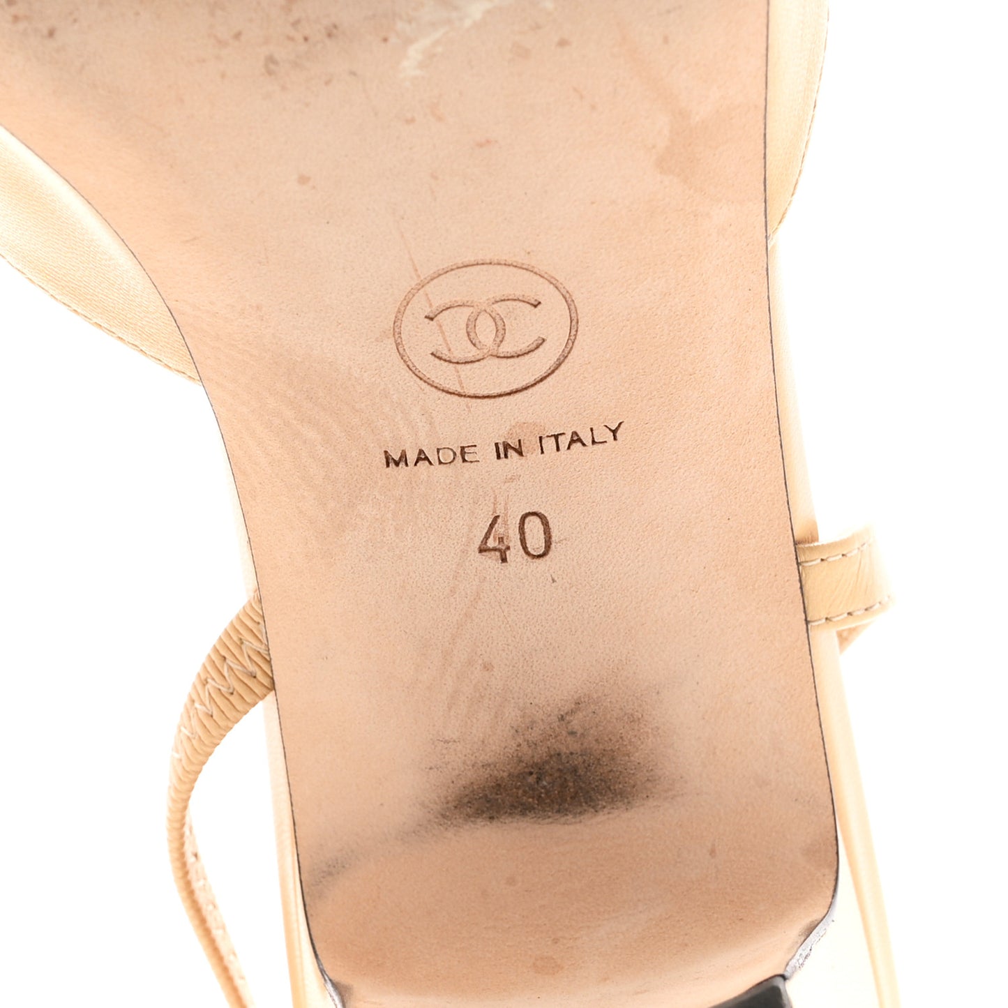 Goatskin Grosgrain Cap Toe CC Slingback Pumps 40 Beige Black