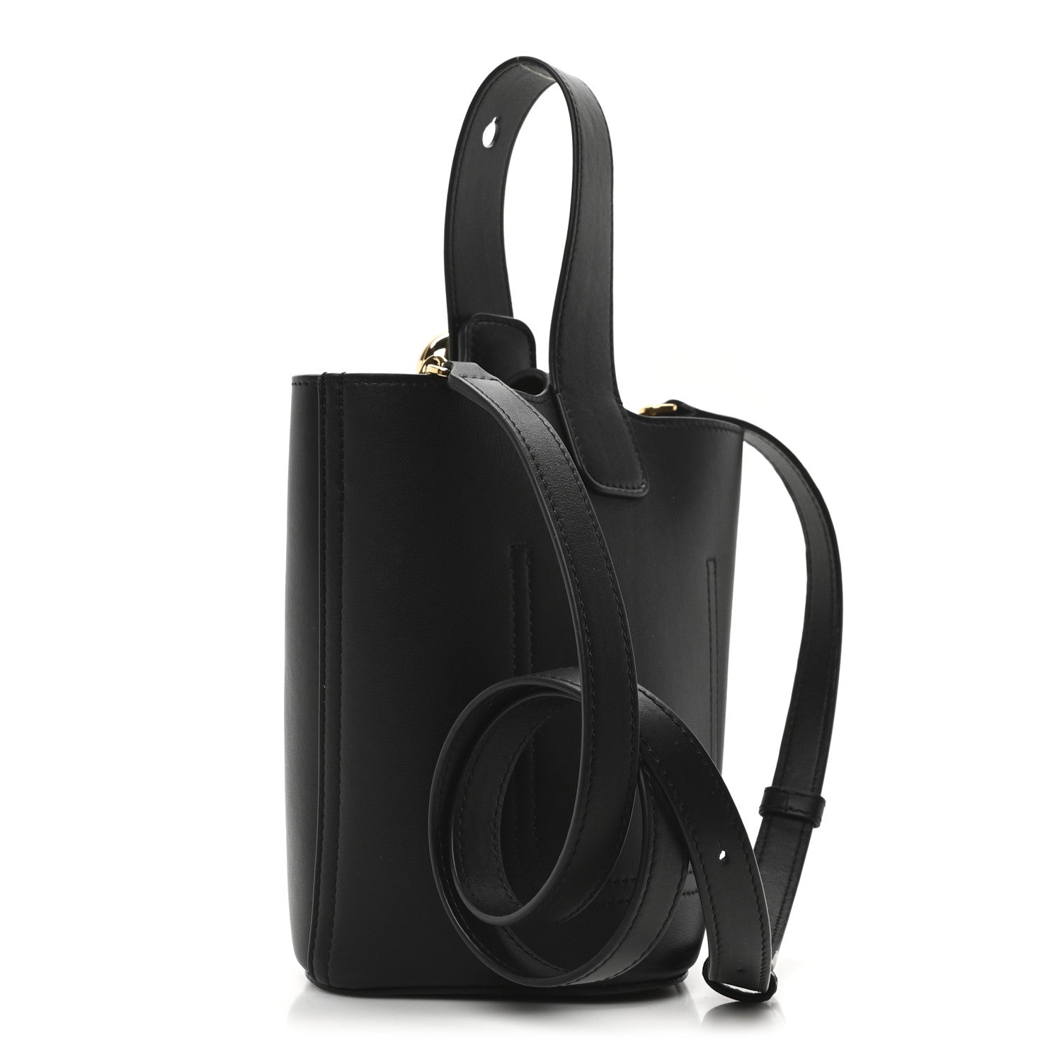 Loewe Soft Grained Calfskin Mini Pebble Bucket Bag Black 3 of 9