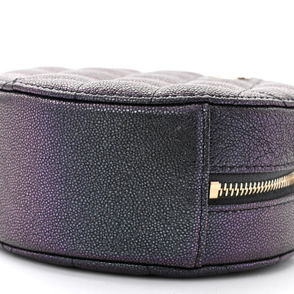 Chanel Iridescent Caviar Quilted Round Clutch With Chain Black 10 of 10