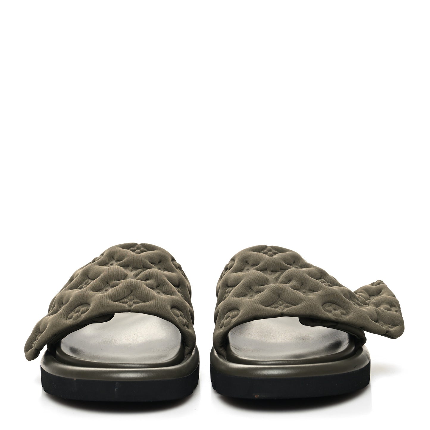 Technical Fabric Embossed Monogram Pool Pillow Comfort Mules 39 Khaki