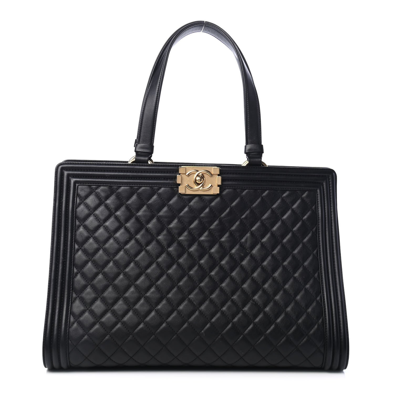 Chanel Calfskin Quilted Boy Shopping Tote Black 1 of 6
