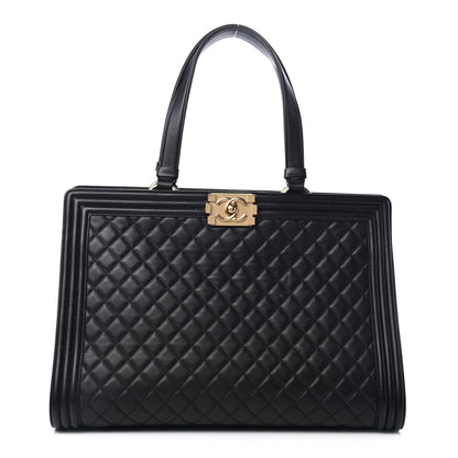 Chanel Calfskin Quilted Boy Shopping Tote Black 1 of 6
