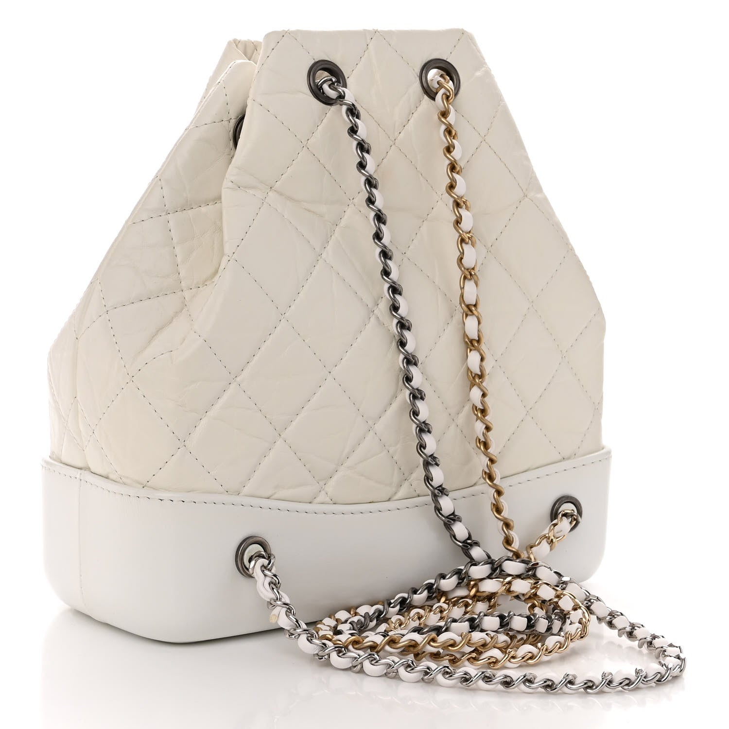 Chanel Aged Calfskin Quilted Small Gabrielle Backpack White 3 of 9