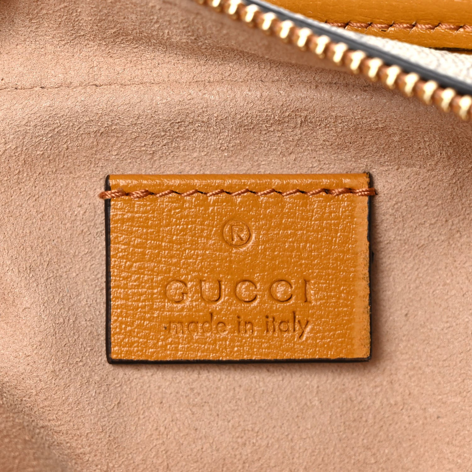Gucci GG Supreme Monogram Textured Calfskin Retro Interlocking G Travel Pouch Beige Yellow 6 of 9