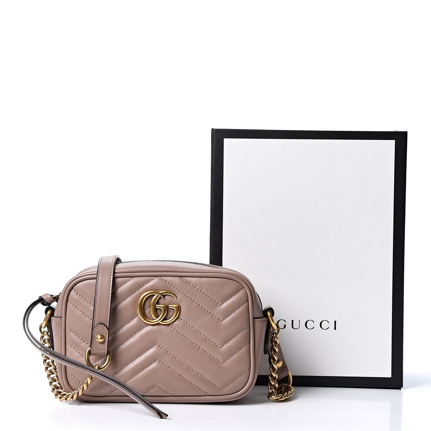 Calfskin Matelasse Mini GG Marmont Chain Shoulder Bag Porcelain Rose