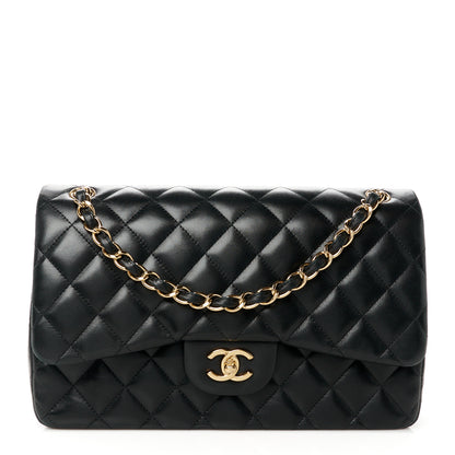 Chanel Lambskin Quilted Jumbo Double Flap Black 1 of 11