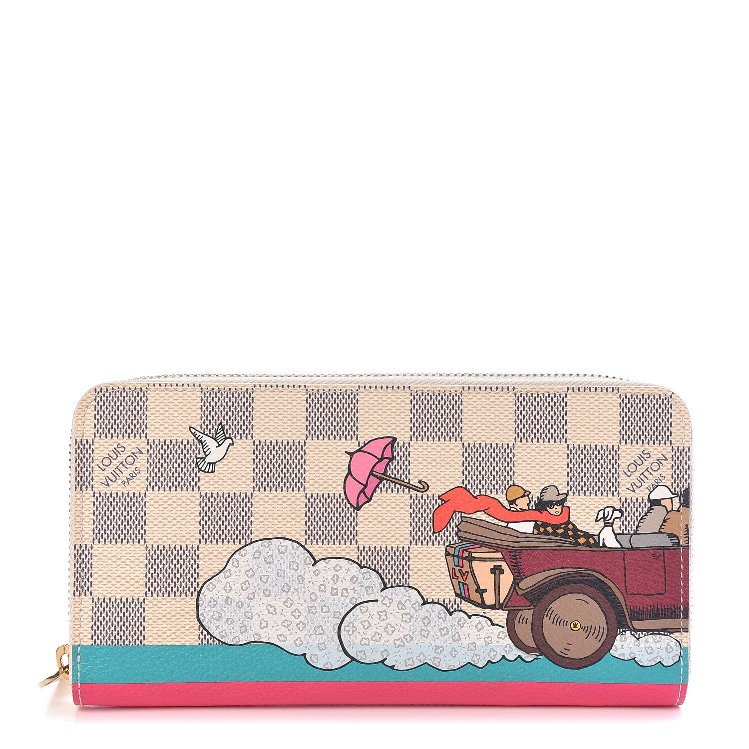 Louis Vuitton Damier Azur 2015 Christmas Animation Zippy Wallet Hibiscus 1 of 7