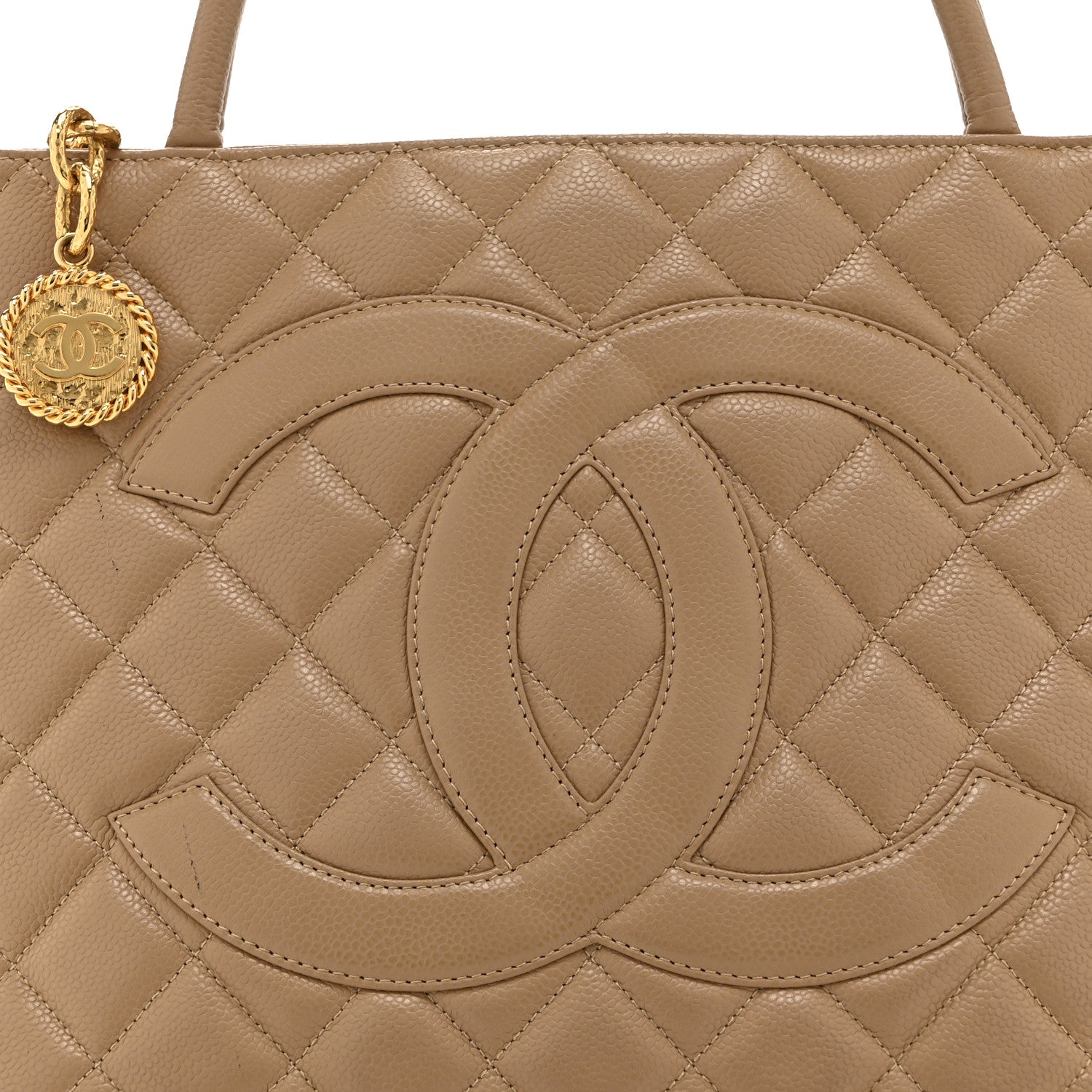 Chanel Caviar Quilted Medallion Tote Beige 8 of 10