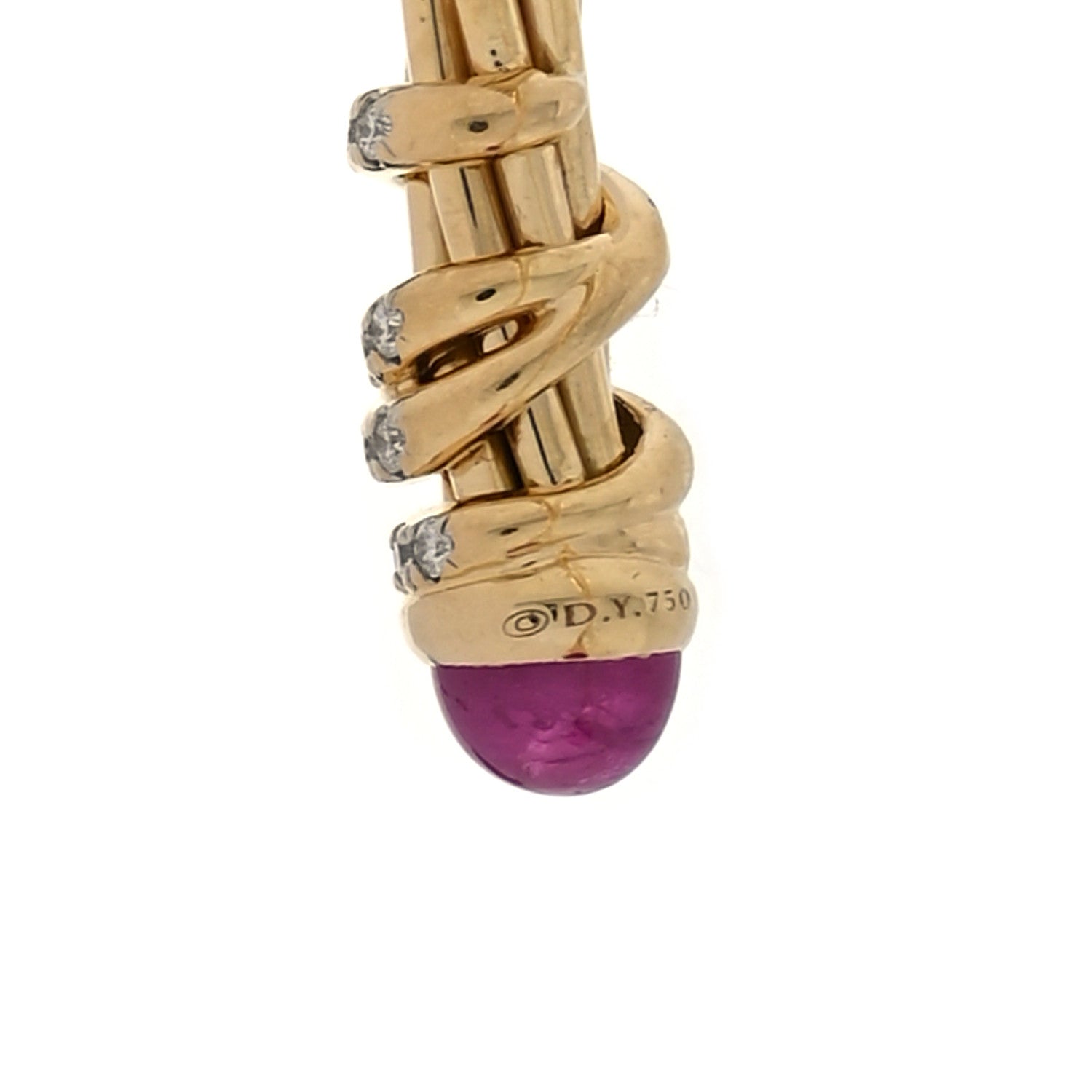 David Yurman 18K Yellow Gold Ruby Diamond 4mm Helena Cuff Bracelet 3 of 3