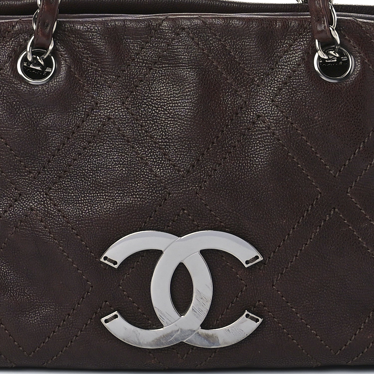 Chanel Calfskin Large Diamond Stitch Tote Brown 10 of 14