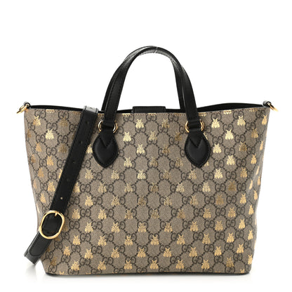 Gucci Soft GG Supreme Monogram Bees Small Crossbody Tote Beige Oro Black 1 of 9