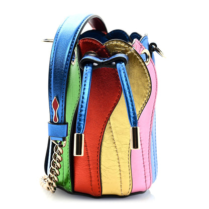 Christian Louboutin Metallic Calfskin Mini Pleated Marie Jane Bucket Bag Multicolor 1 of 8