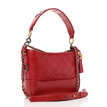 Chanel Aged Smooth Calfskin Quilted Medium Gabrielle Logo Hobo Red 3 of 10