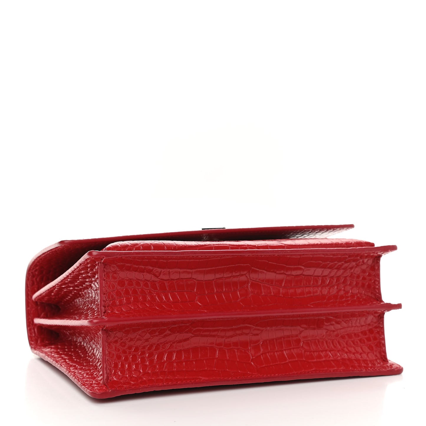 Calfskin Crocodile Embossed Medium Monogram Sunset Rouge Eros