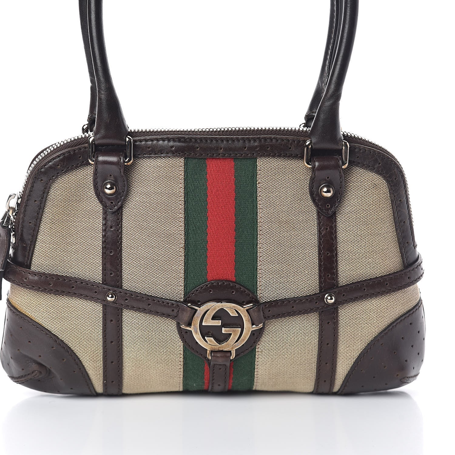 Gucci Canvas Calfskin GG Reins Tote Brown 7 of 9