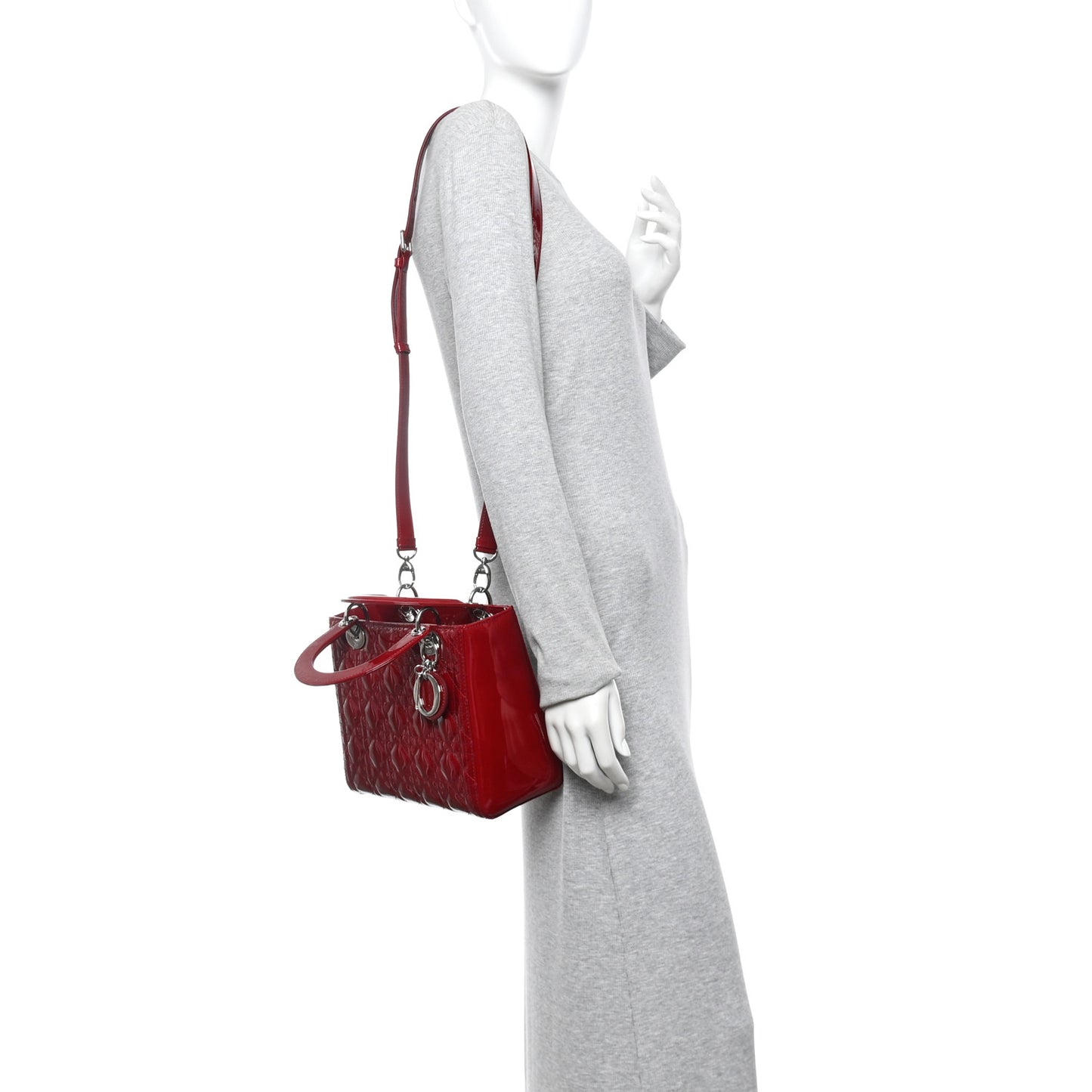 Patent Cannage Medium Lady Dior Red