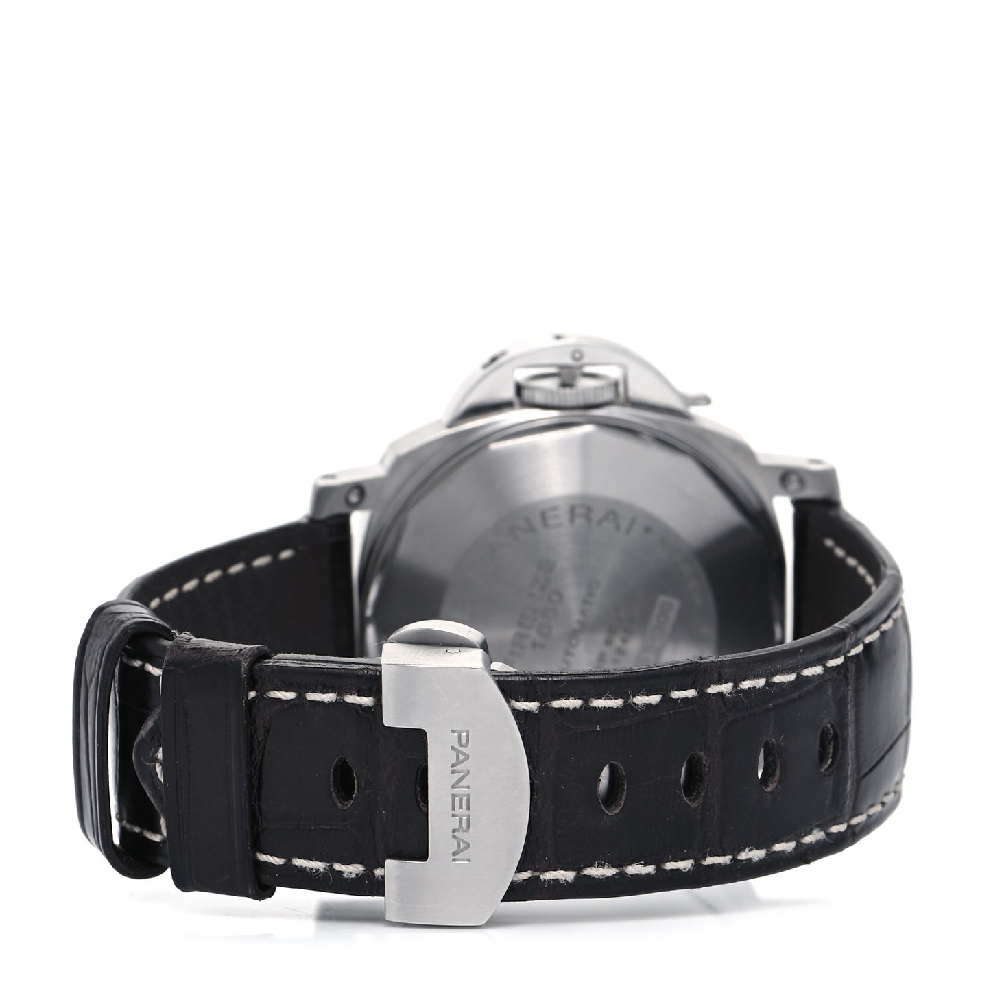 Stainless Steel Alligator 44mm Luminor Marina Automatic Watch Black PAM01104