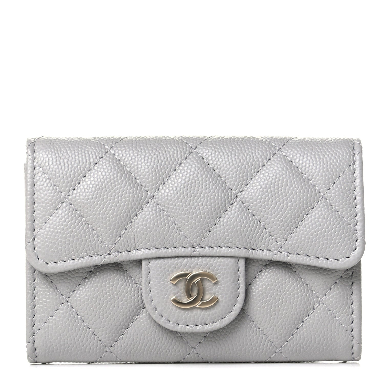 Chanel Caviar Quilted Flap Card Holder Wallet Grey 1 of 6