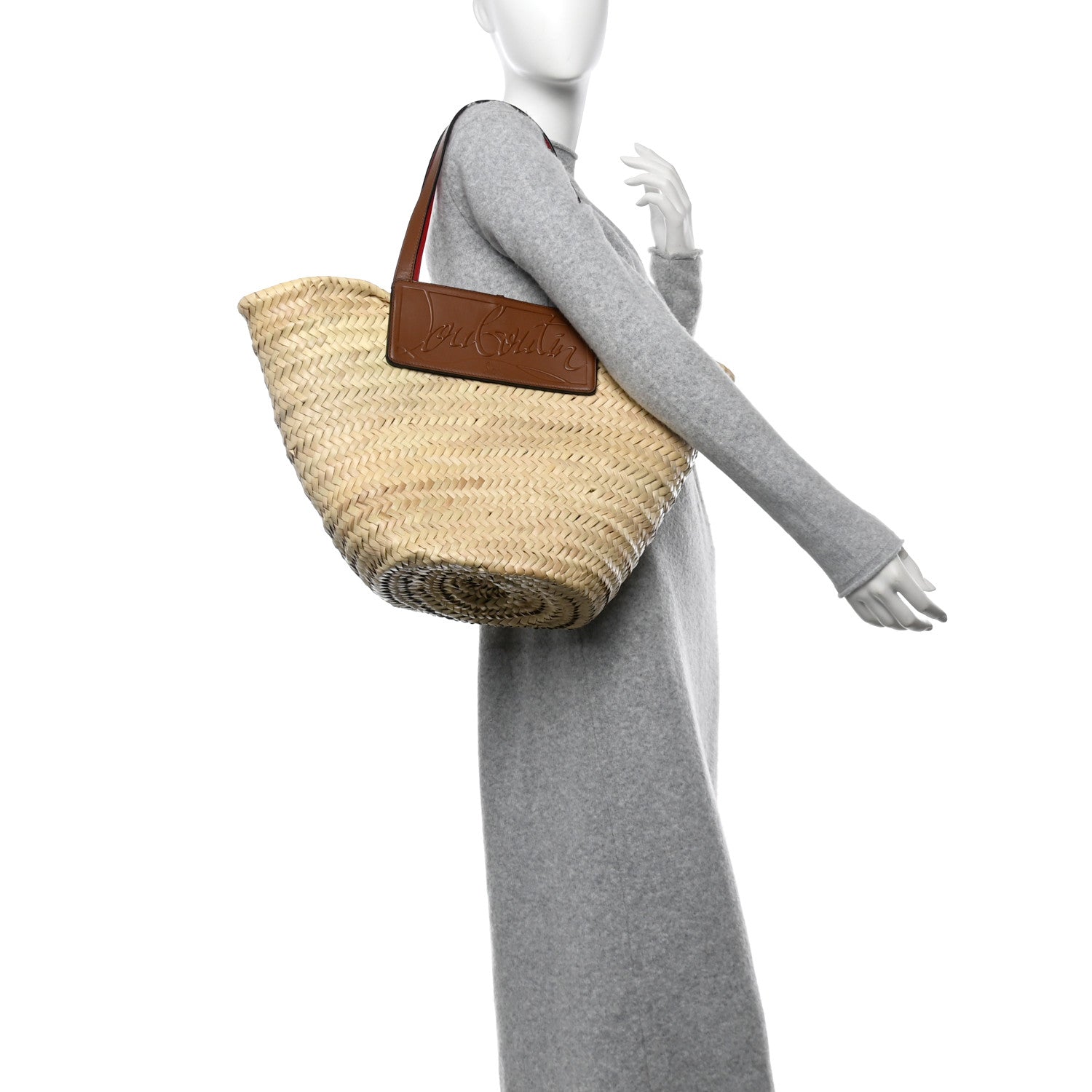 Christian Louboutin Woven Straw Loubishore Tote Beige 3 of 10