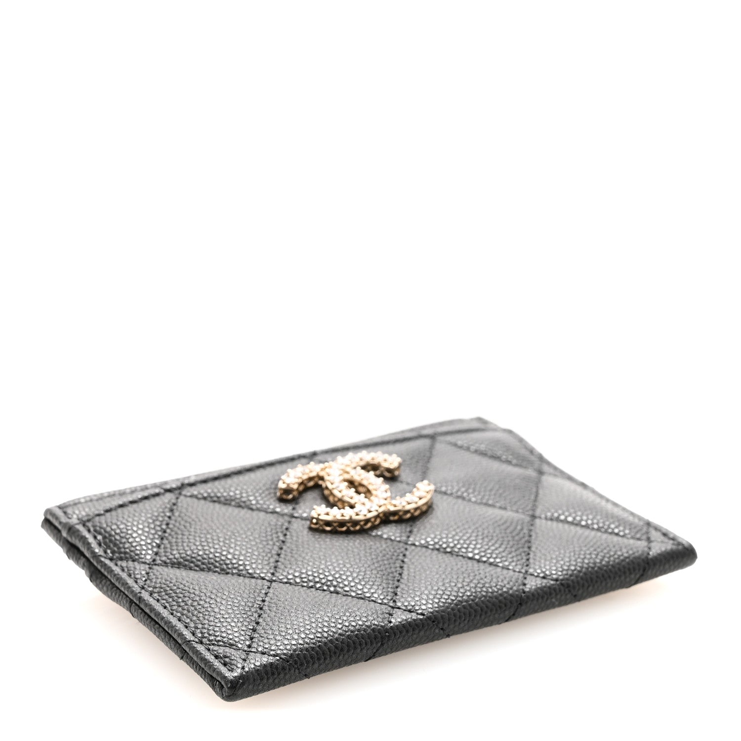 Chanel Caviar Quilted Crystal Card Holder Black 4 of 8