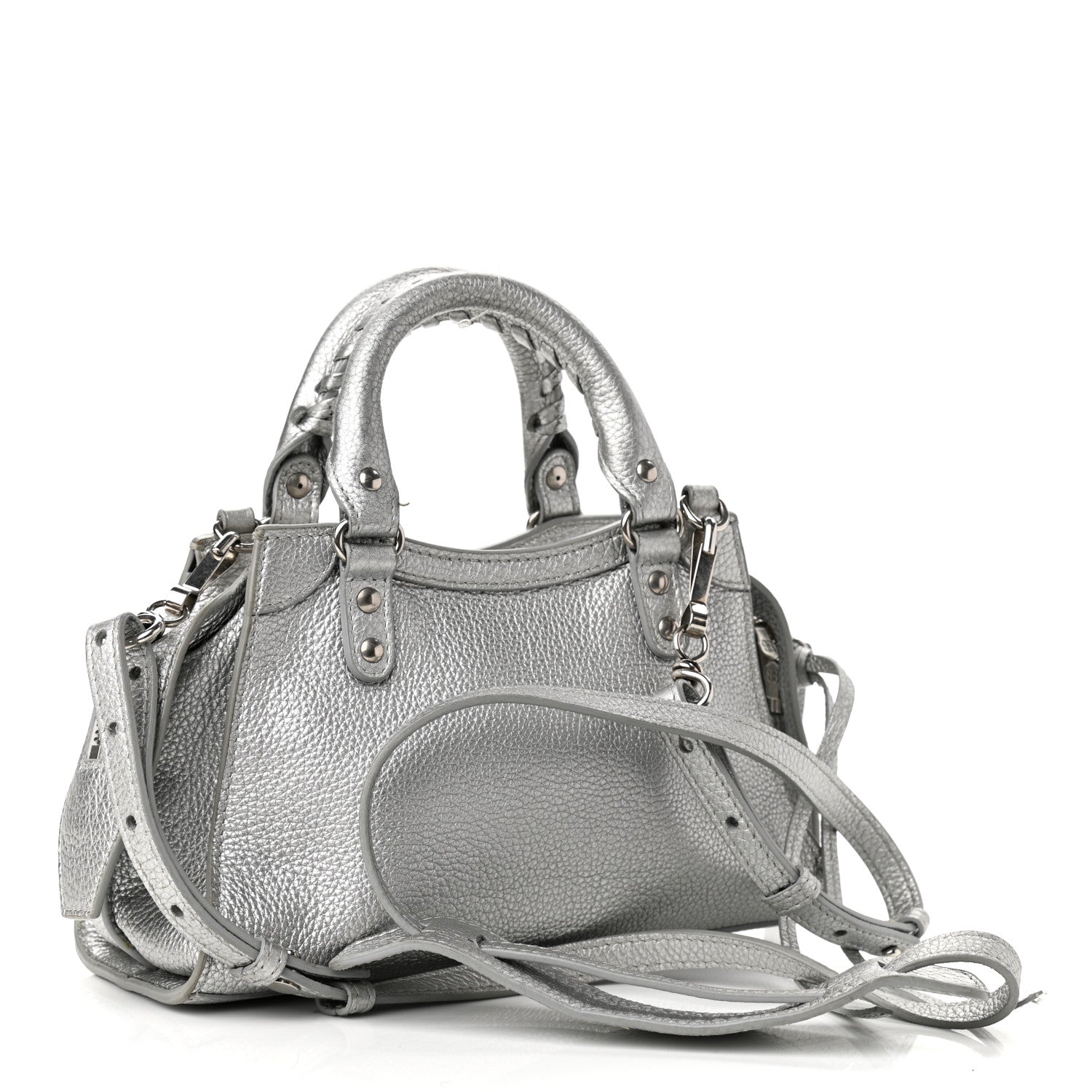 Balenciaga Metallic Grained Calfskin Neo Classic Silver Hardware Mini City Silver 3 of 15