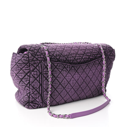 Chanel Denim Quilted Denimpression XXL Flap Purple Black 2 of 9