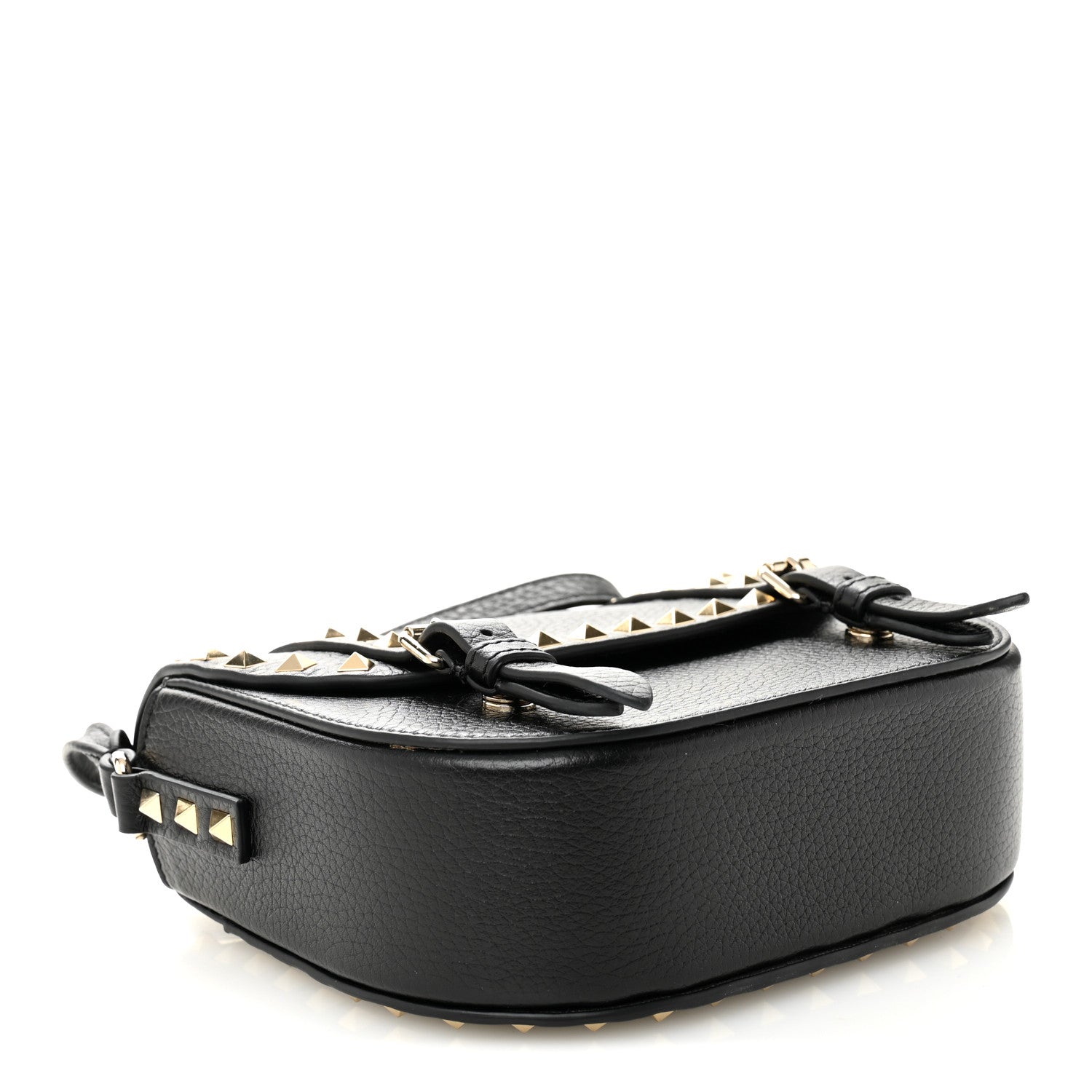 Valentino Garavani Grained Calfskin Rockstud Flap Messenger Black 4 of 9