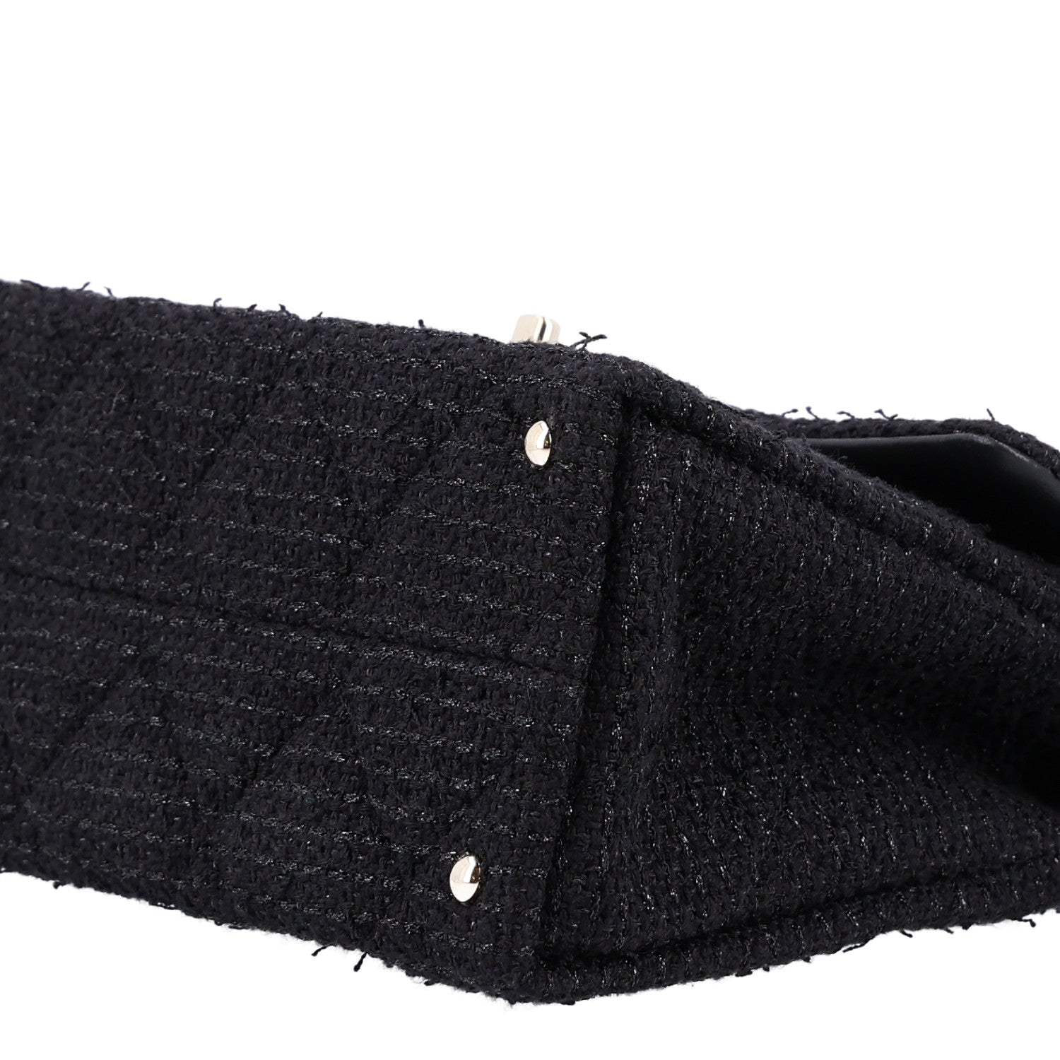 Chanel Tweed Quilted Medium Retro Twist Top Handle Flap  Black 11 of 11