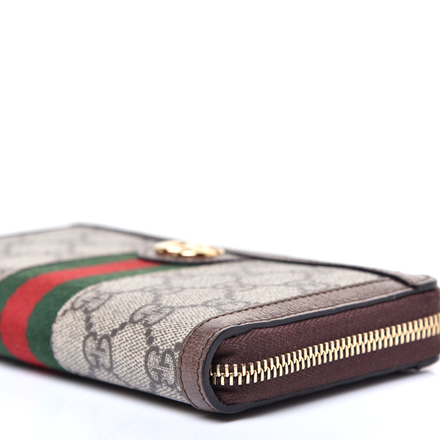 Gucci GG Supreme Monogram Web Ophidia Zip Around Wallet Brown 7 of 10