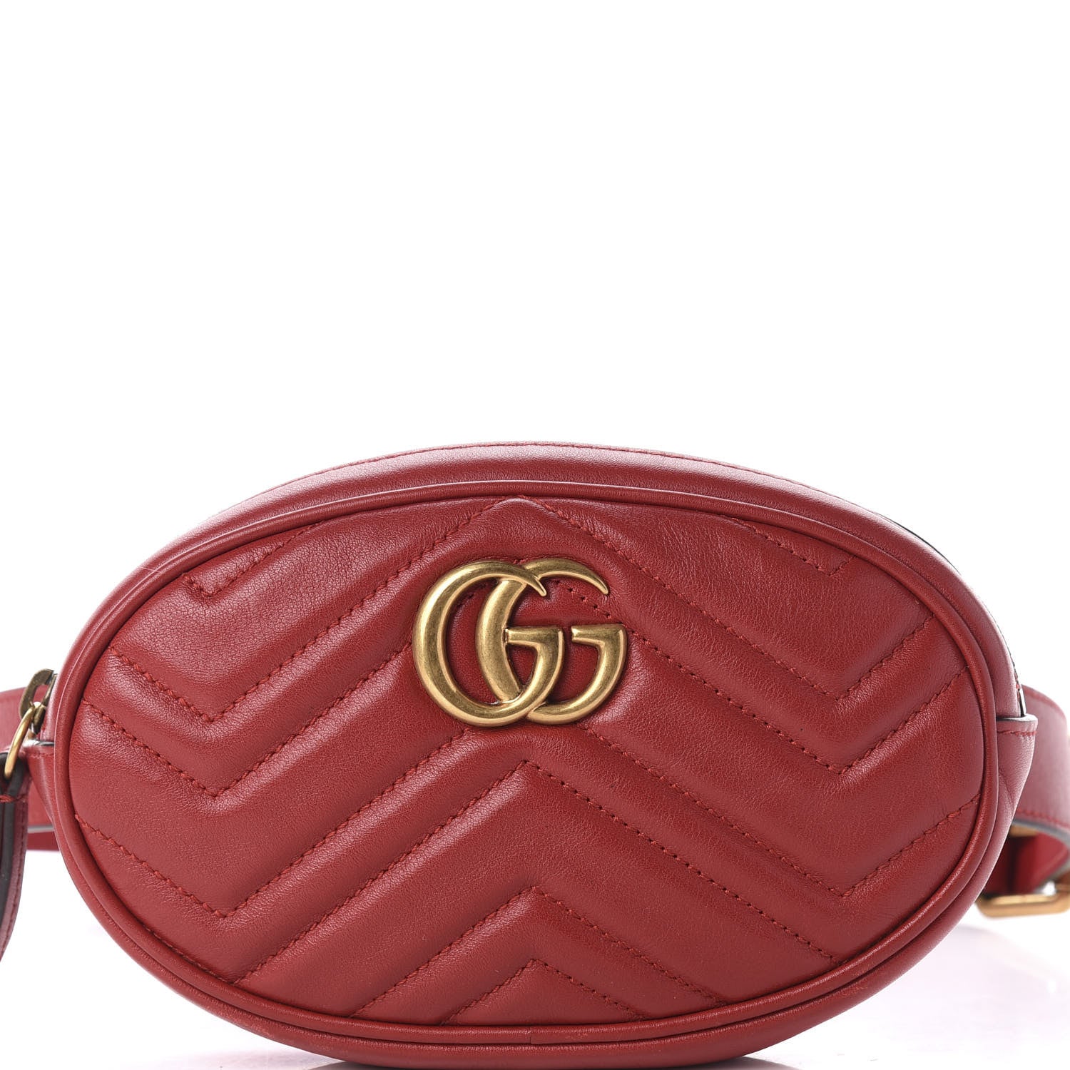 Gucci Calfskin Matelasse GG Marmont Belt Bag 75 30 Hibiscus Red 12 of 12