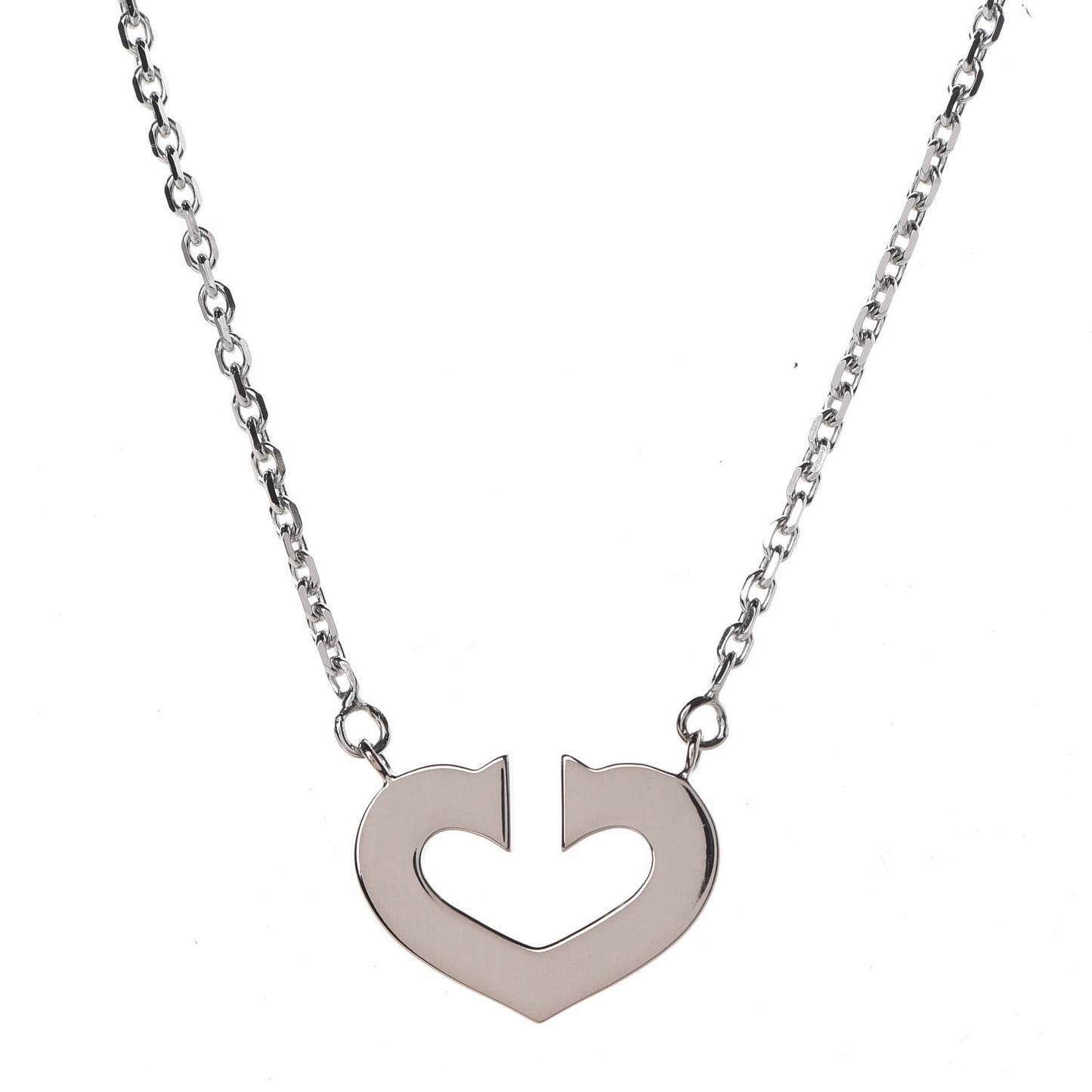 18K White Gold Medium Hearts and Symbols Necklace