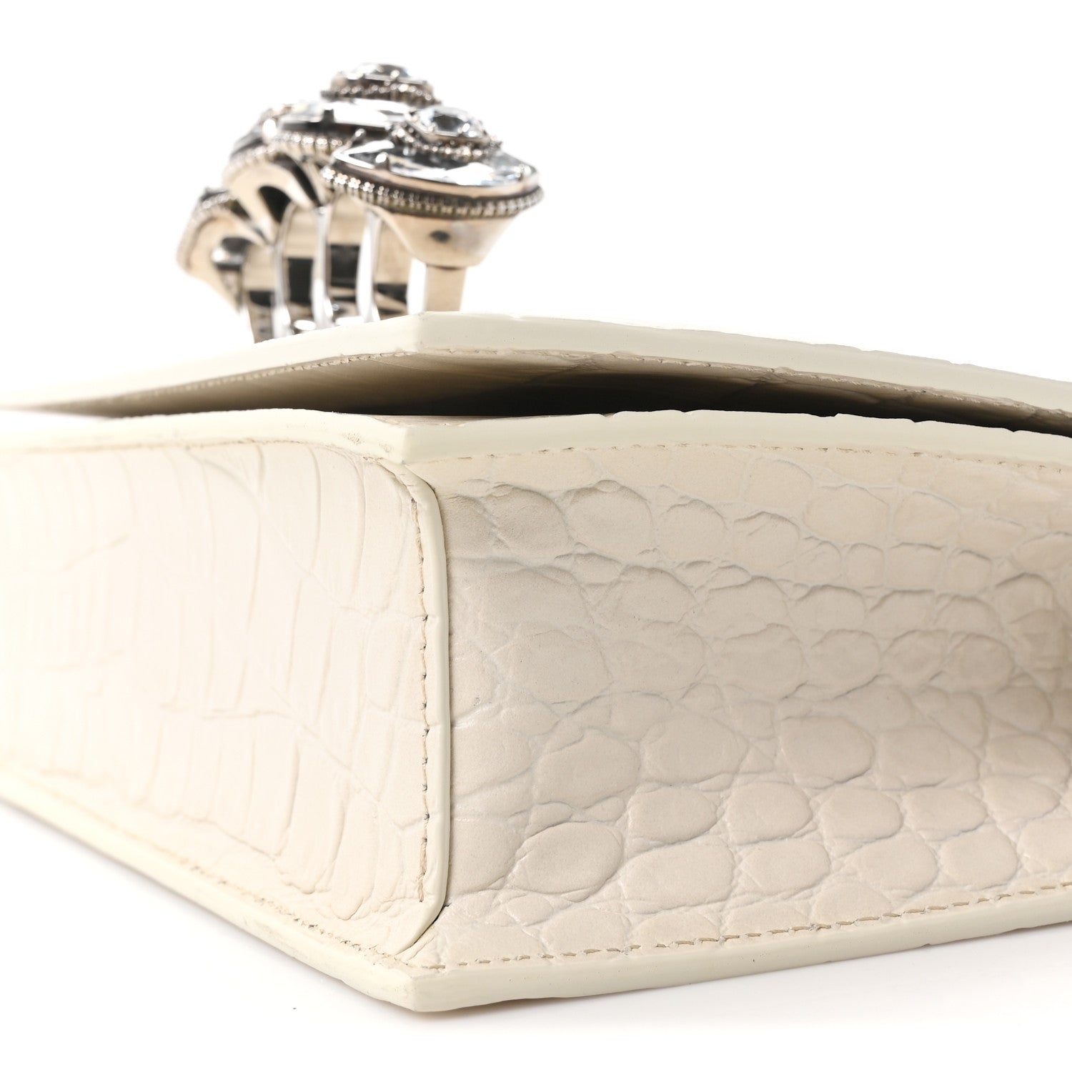 Alexander McQueen Shiny Calfskin Crocodile Embossed Knuckle