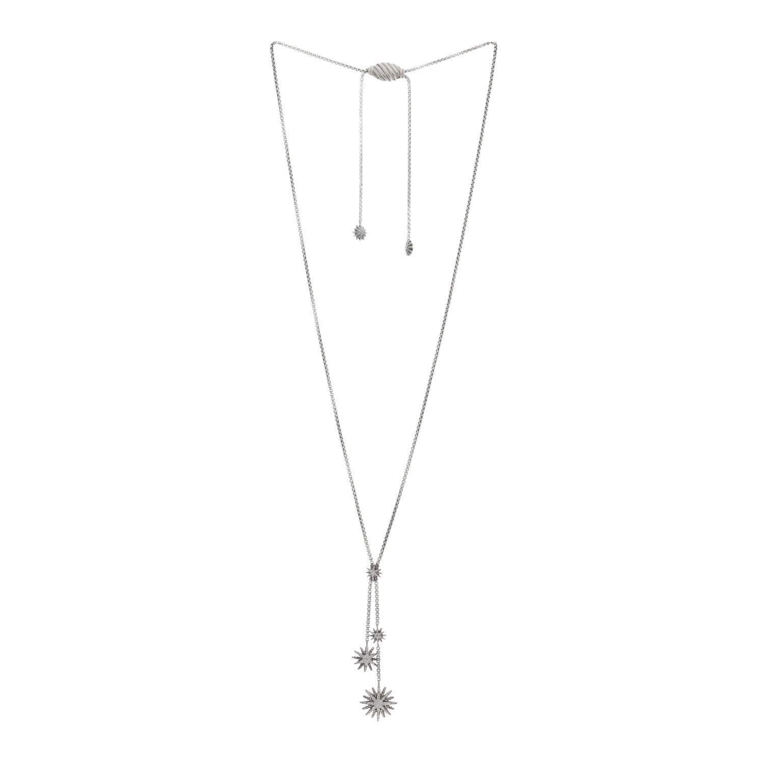 David Yurman Sterling Silver Diamond Starburst Y Necklace 2 of 3