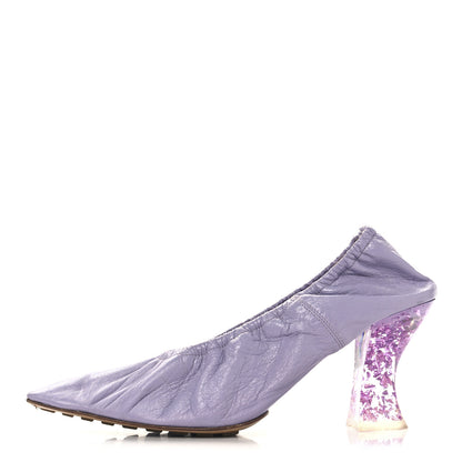 Bottega Veneta Crushed Nappa Glitter Plexiglass Almond Pumps 40 Lilac 1 of 11