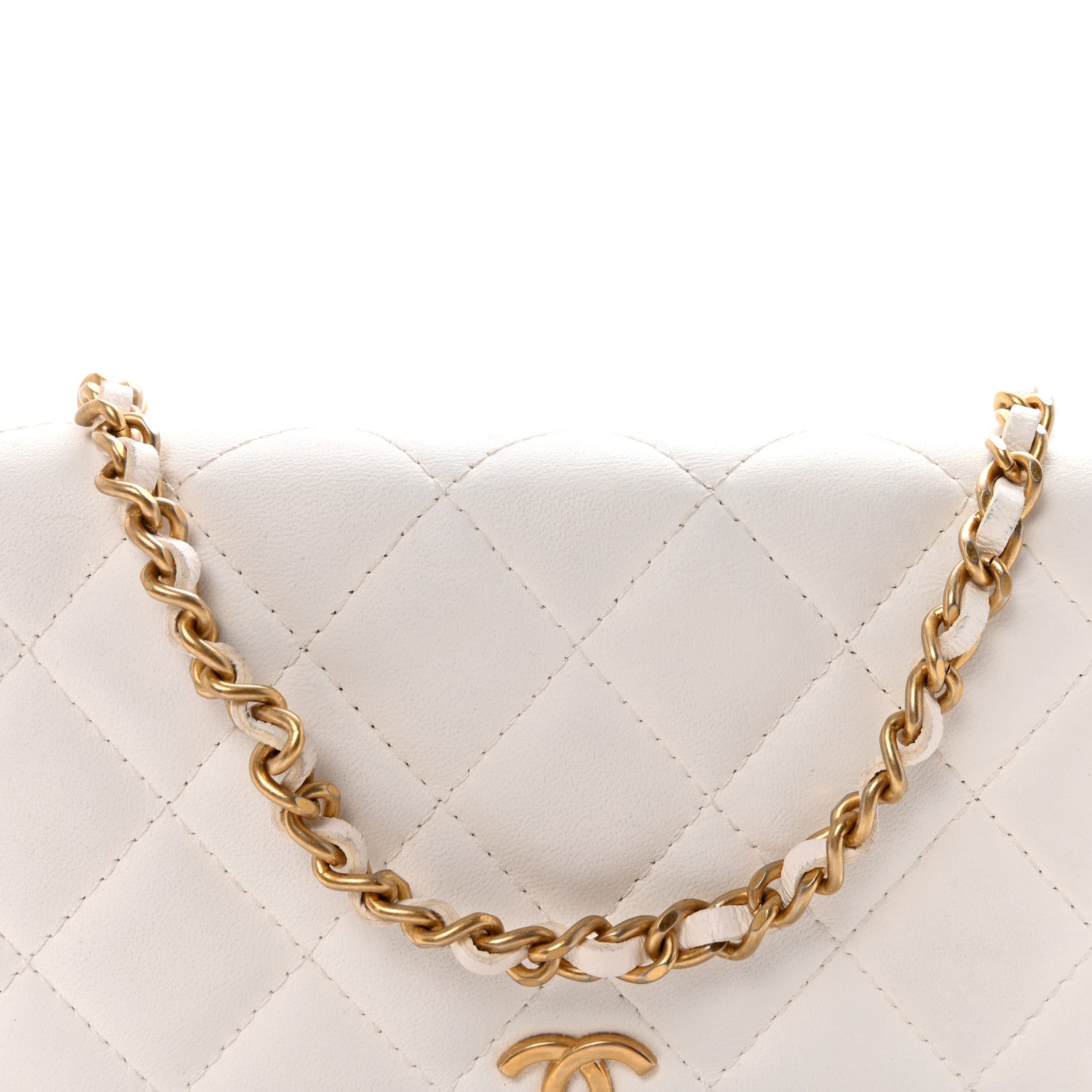 Chanel Lambskin Quilted Romance Wallet On Chain WOC White 9 of 12