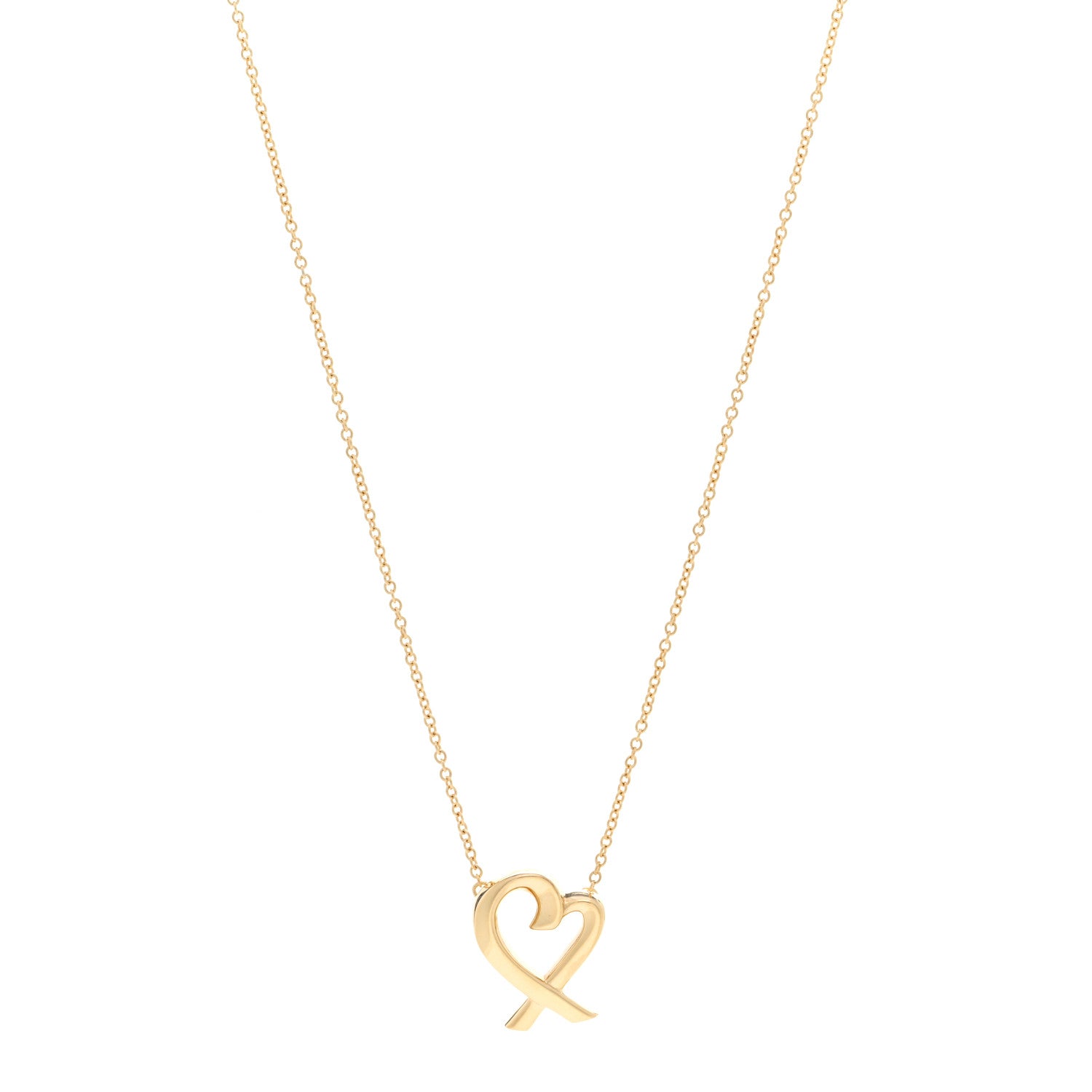 Tiffany 18K Yellow Gold Small Paloma Picasso Loving Heart Pendant Necklace 1 of 5