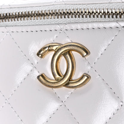 Chanel Calfskin Quilted Mini Perfect Fit Vanity Case With Chain White 13 of 15
