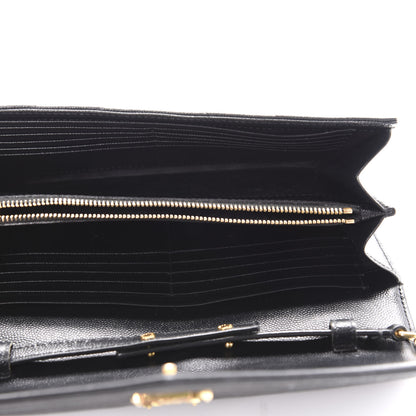 Saint Laurent Grain De Poudre Matelasse Chevron Monogram Chain Wallet Black 5 of 10