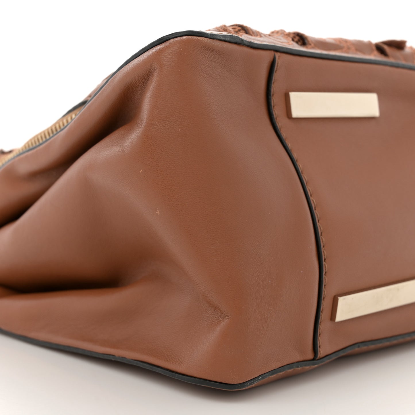 Vitello Lace Demetra Satchel Cognac