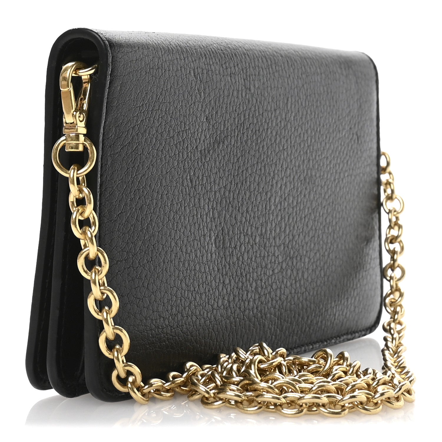 Prada Vitello Daino Metal Chain Wallet Black 2 of 11