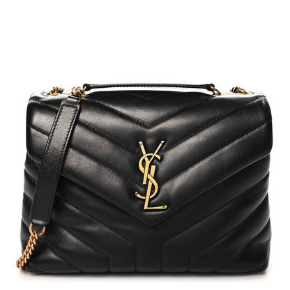 Saint Laurent Calfskin Y Quilted Monogram Small Loulou Chain Satchel Black 1 of 12