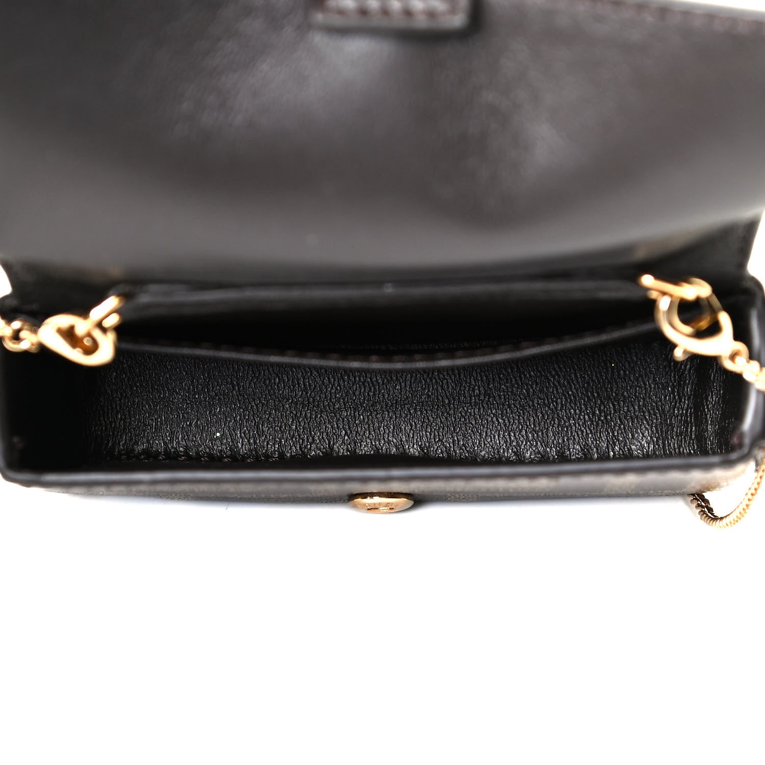 Fendi Glazed Fabric FF 1974 Nano Baguette Charm Mogano Panna 4 of 5