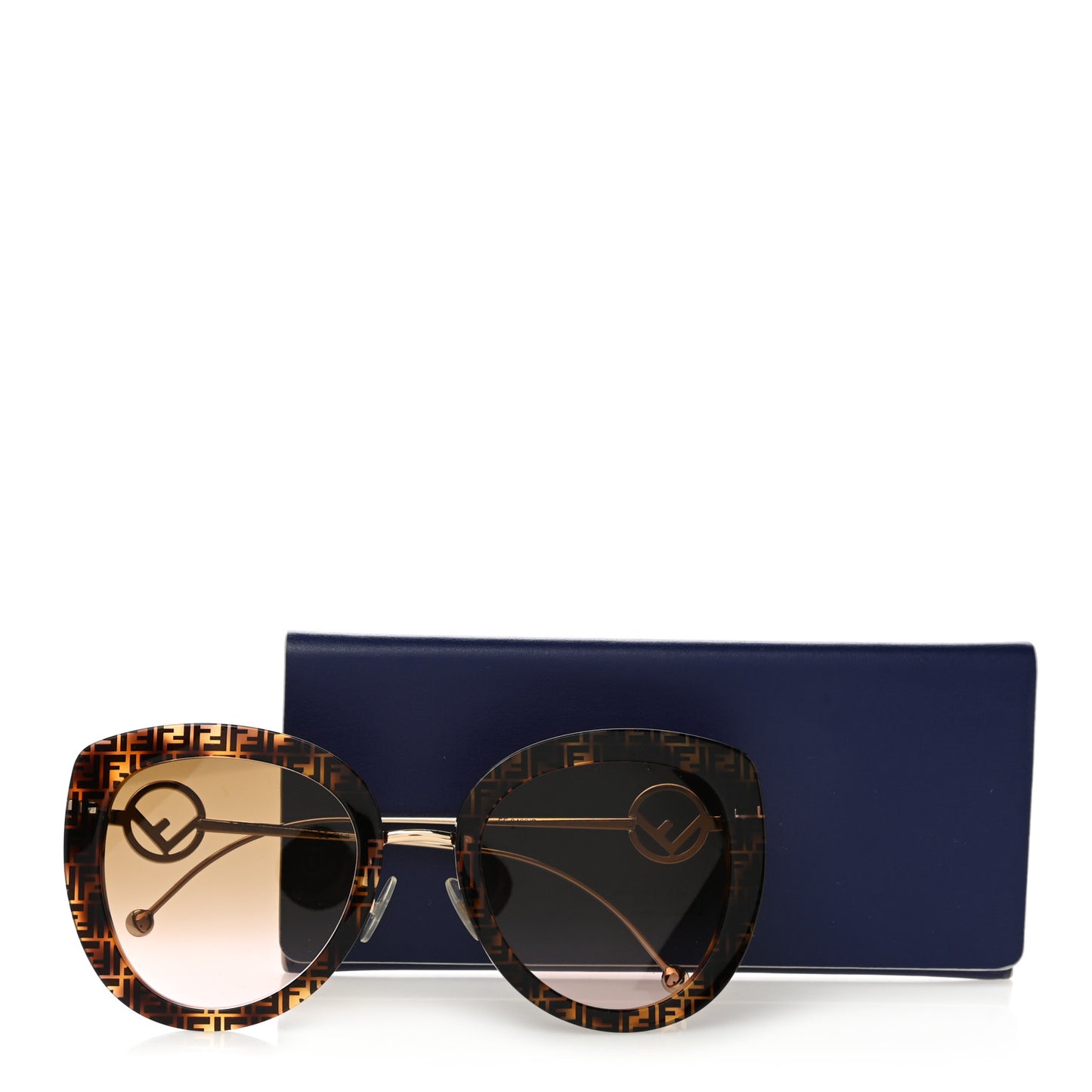 Acetate Metal F is Fendi FF Square Cat Eye Sunglasses FF 0424/F/S Havana