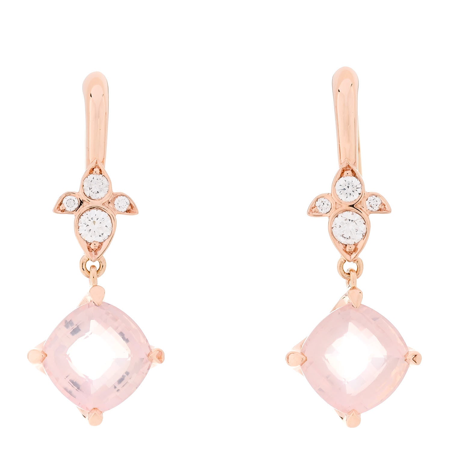 Cartier 18K Pink Gold Diamond Rose Quartz Inde Mysterieuse Earrings 1 of 7