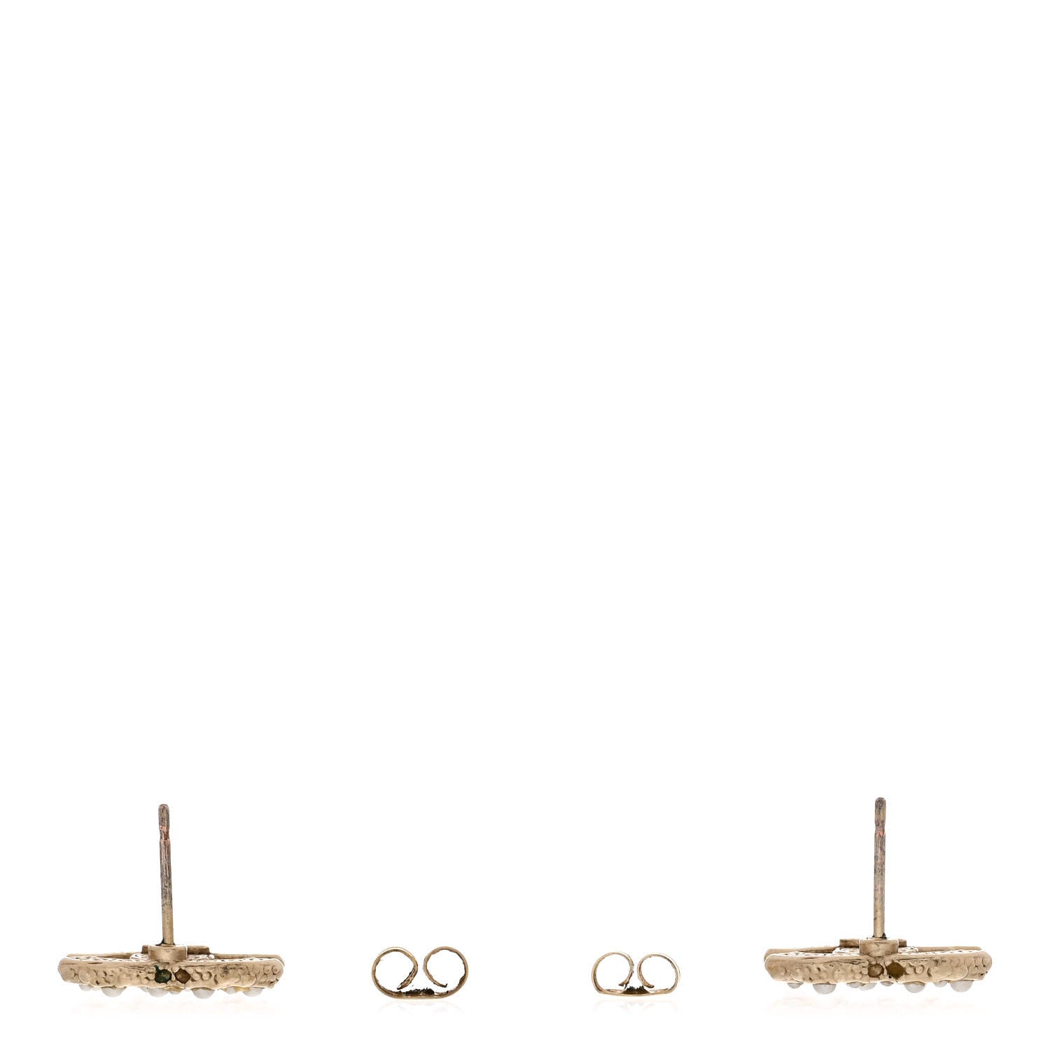 Chanel Metal Graduated Pearl Crystal CC Earrings Light Gold 3 of 6