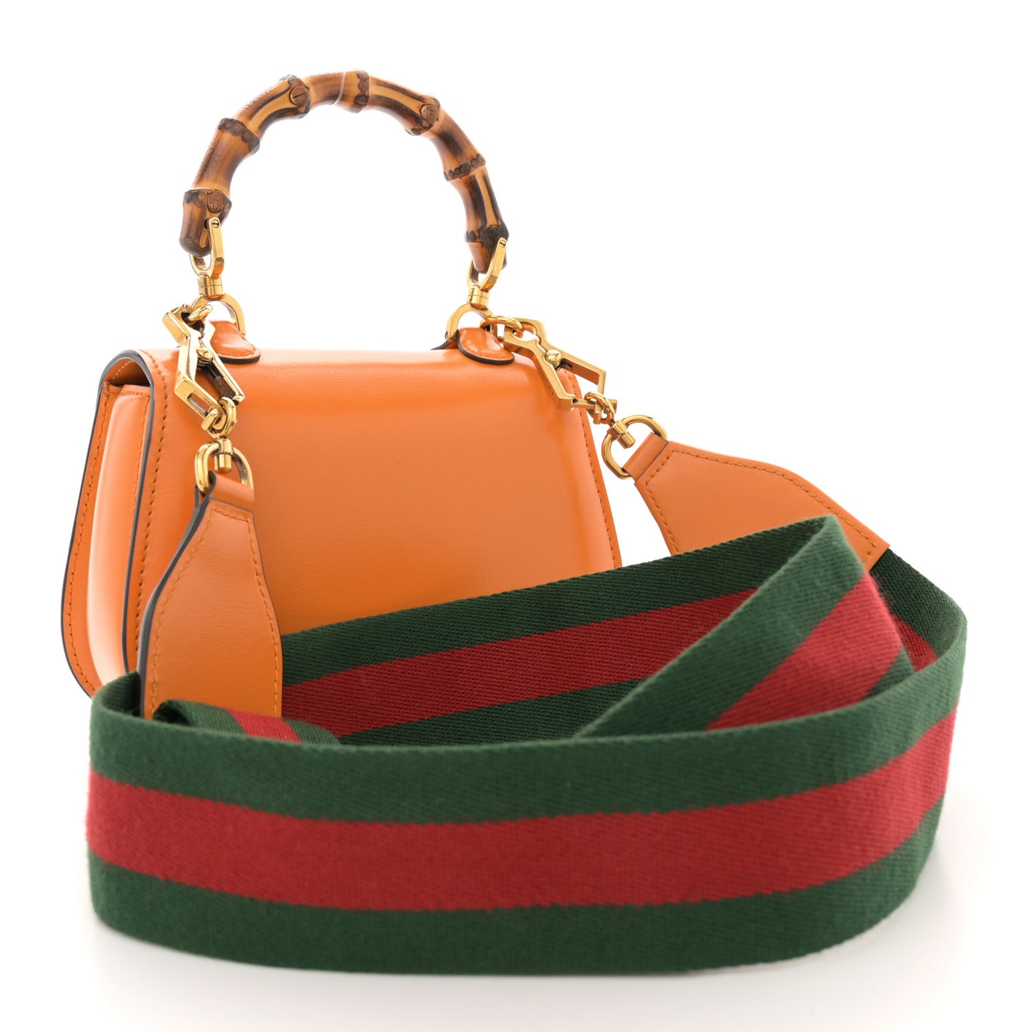 Boarded Dyana Lux Calfskin Web Mini Bamboo 1947 Top Handle Bag Marigold Yellow