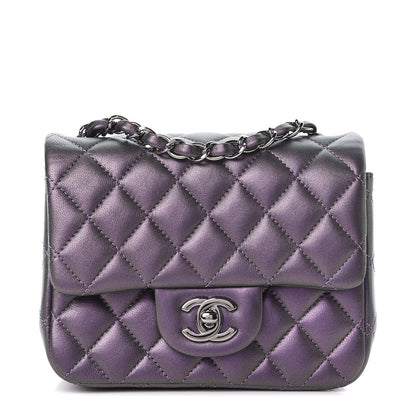 Chanel Iridescent Lambskin Quilted Mini Square Flap Dark Purple 1 of 11