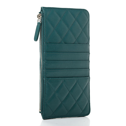 Chanel Caviar Quilted Classic Flat Wallet Pouch Dark Turquoise 3 of 7