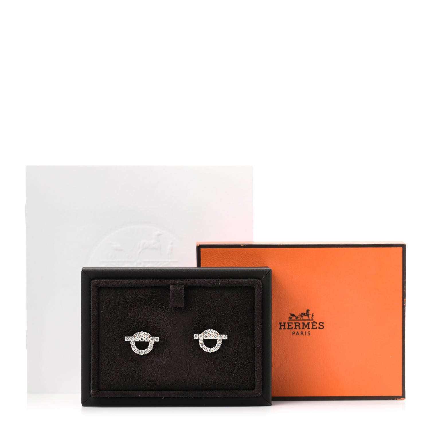Hermes 18K Rose Gold Diamond Finesse Earrings 4 of 4